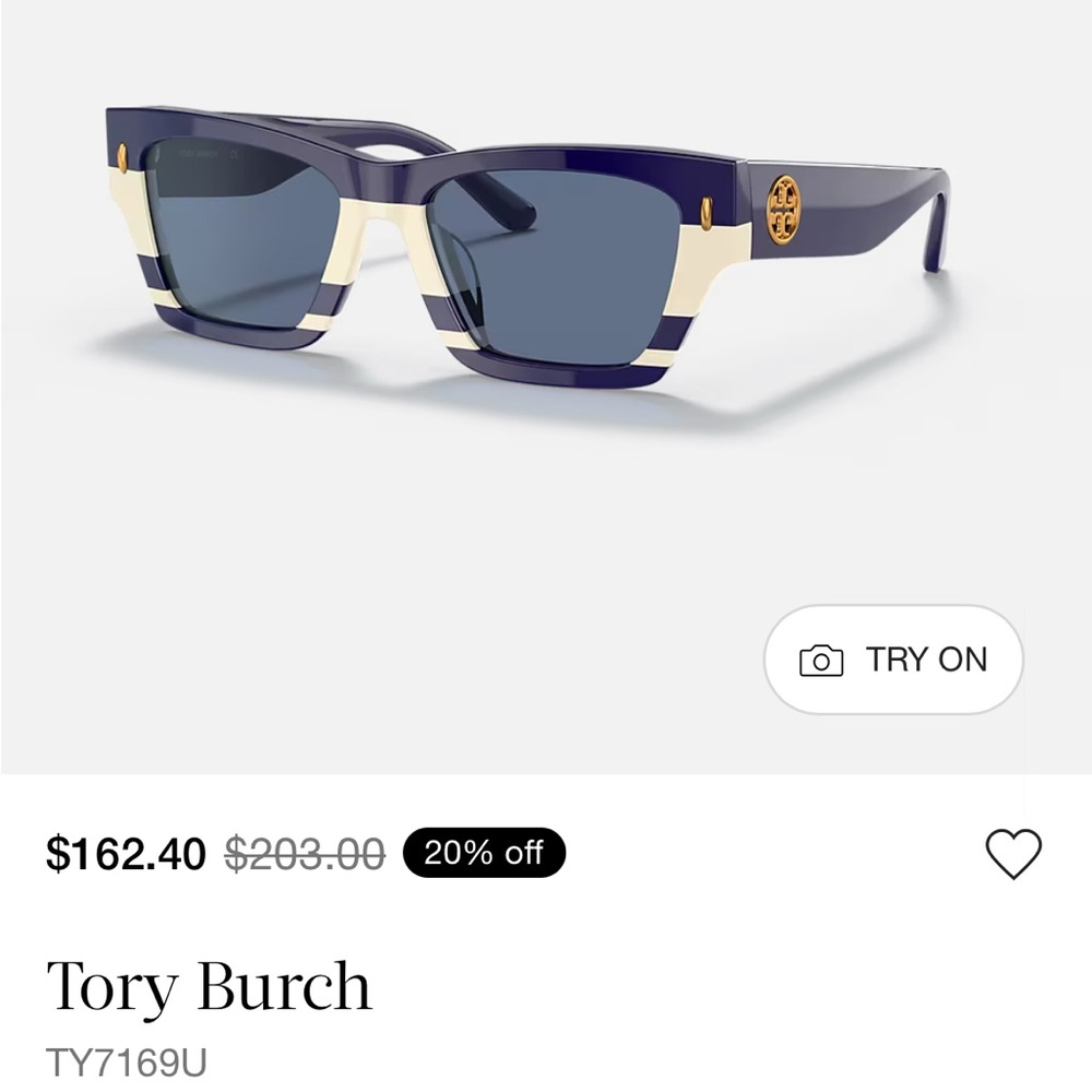 Tory Burch Striped Navy and Cream Sunglasses - Picture 5 of 9